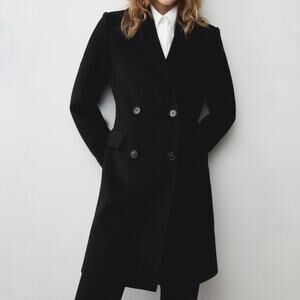 Mango  Women's Black Pea Coat